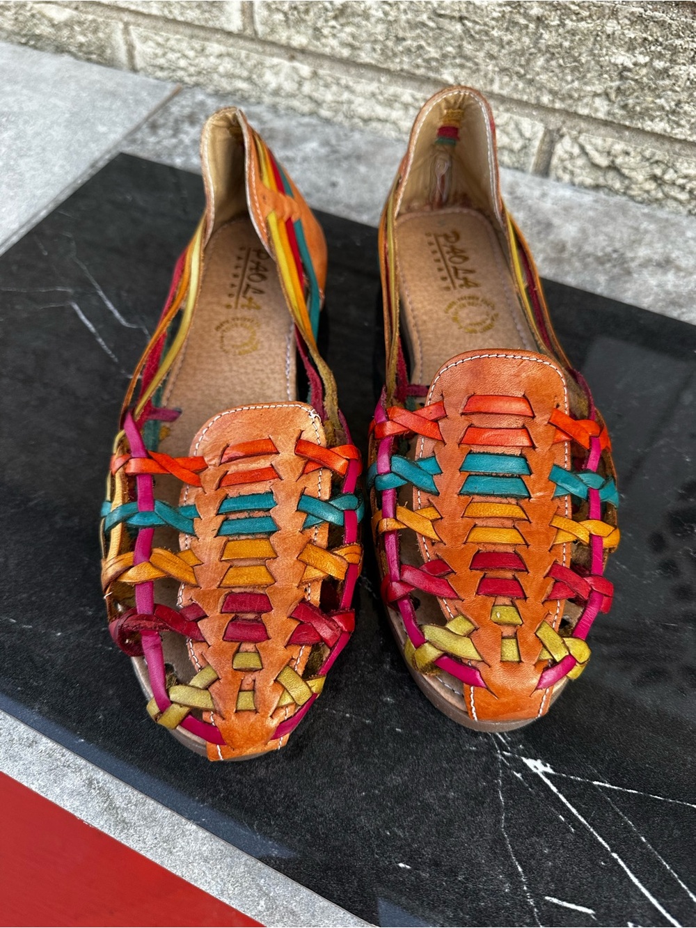 Handwoven Multicolor Leather Huarache Flats